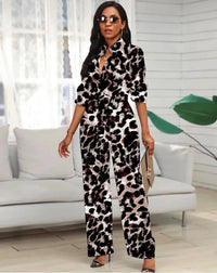 Snake Patterned Diver Cloth Jumpsuit - Brown - Trendy & Stylish Women's Jumpsuit - Modestly Vogue 