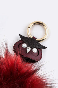 Stylish Clothing Accessories for Every Look – Trendy & Chic Accessories for Women | Modestly Vogue Leather Owl Fur Pom Key Charm - Modestly Vogue 