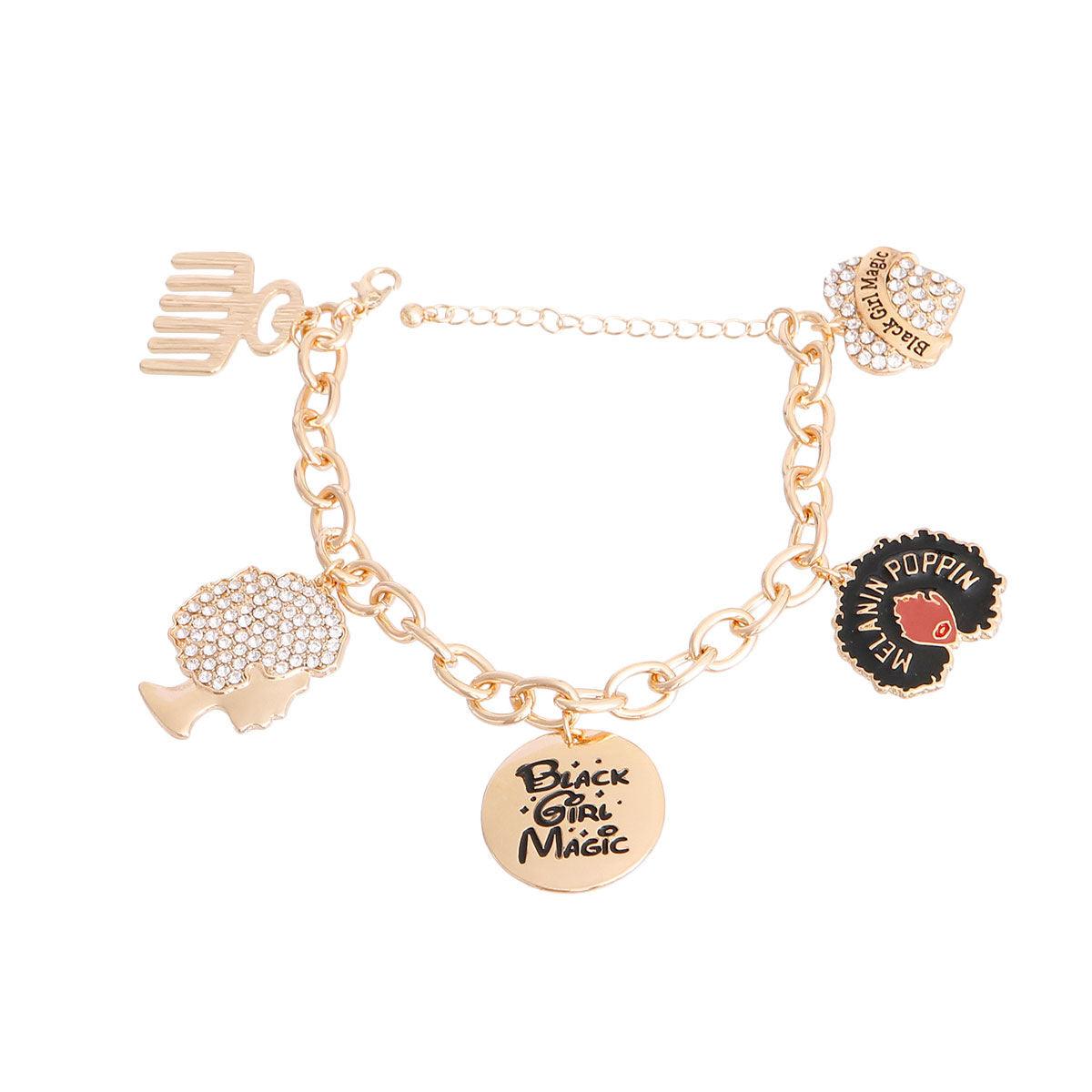 – | Gold Black Girl Magic Bracelet - Modestly Vogue 