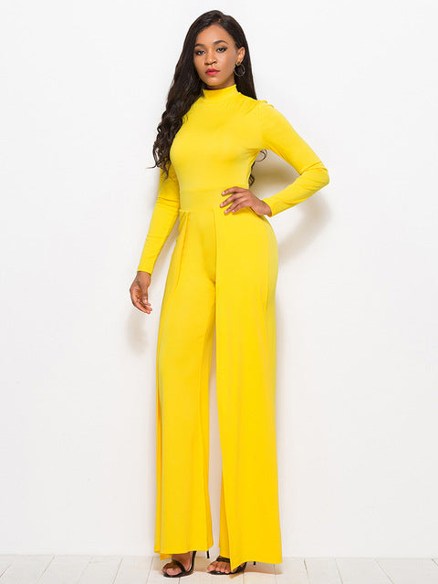 Long Sleeve Mock Neck Wide Leg Jumpsuit – Chic & - Modestly Vogue 