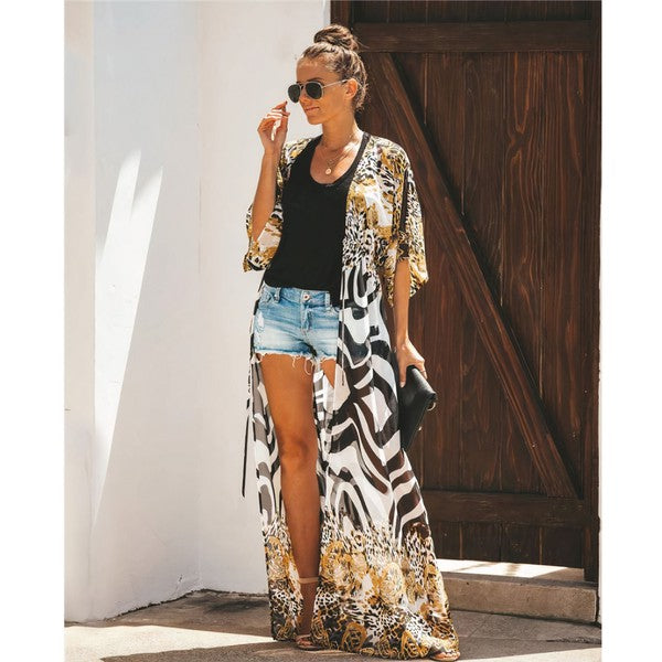 Leopard Print Kimono – Bold & Boho Chic Statement Cover-Up - Modestly Vogue 