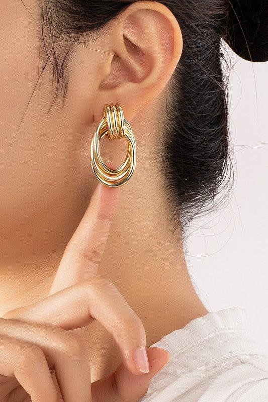 Stunning Earrings for Women – Elegant & Luxury Earrings Collection | Modestly Vogue Premium Trio Metal Knot and Hoop Earrings - Modestly Vogue 