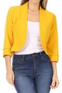 Solid, waist length, collarless blazer cardigan - Modestly Vogue 