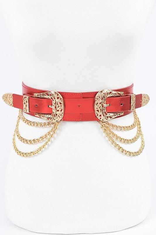 Stylish Belts for Women – Trendy, Chic & Fashionable Belts Collection | Modestly Vogue Double Buckle Metallic Stretch Belt - Modestly Vogue 