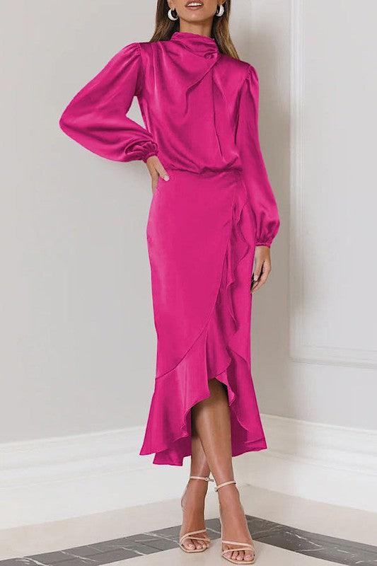 Dresses Women – Timeless Styles Every Occasion | Modestly Vogue Satin long sleeve dress - Modestly Vogue 