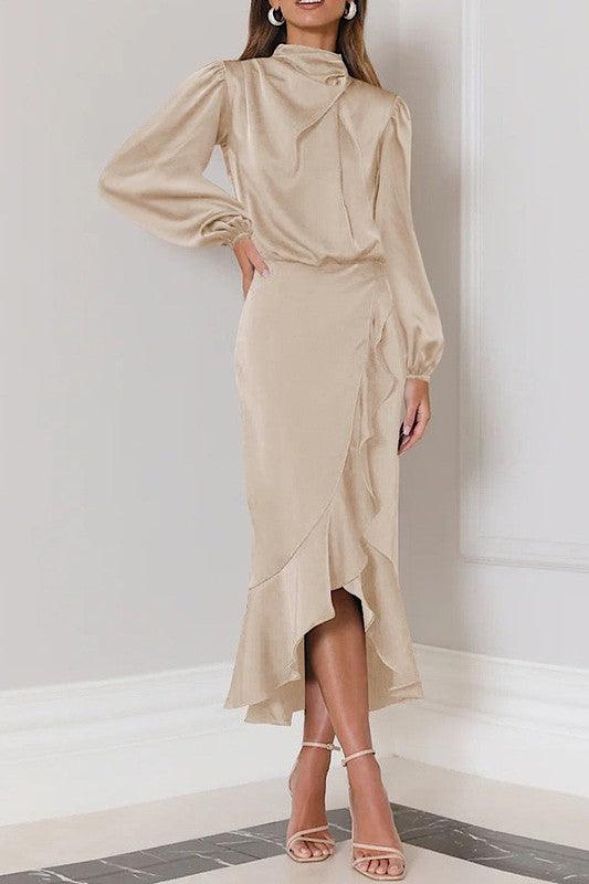 Dresses Women – Timeless Styles Every Occasion | Modestly Vogue Satin long sleeve dress - Modestly Vogue 