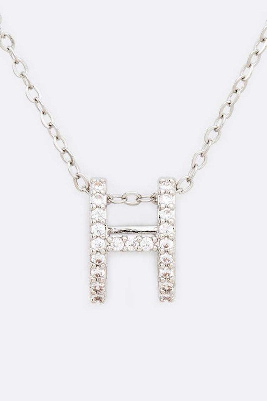 CZ H Logo Letter Pendant Necklace – Sparkling Custom Letter Necklace Personalized Style - Modestly Vogue 