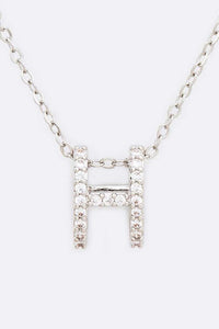 CZ H Logo Letter Pendant Necklace – Sparkling Custom Letter Necklace Personalized Style - Modestly Vogue 