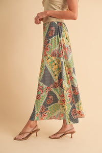 Boho Chic Bohemian Patchwork Maxi Skirt | Flowy Festival Skirt - Modestly Vogue 