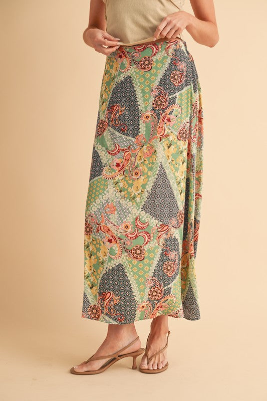 Boho Chic Bohemian Patchwork Maxi Skirt | Flowy Festival Skirt - Modestly Vogue 