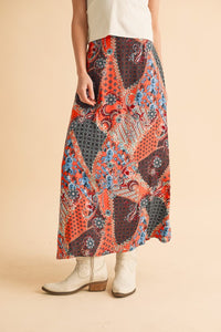 Boho Chic Bohemian Patchwork Maxi Skirt | Flowy Festival Skirt - Modestly Vogue 