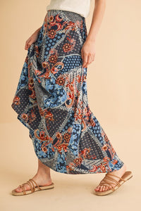 Boho Chic Bohemian Patchwork Maxi Skirt | Flowy Festival Skirt - Modestly Vogue 