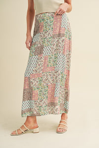 Boho Chic Bohemian Patchwork Maxi Skirt | Flowy Festival Skirt - Modestly Vogue 