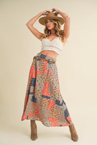 Boho Chic Bohemian Patchwork Maxi Skirt | Flowy Festival Skirt - Modestly Vogue 