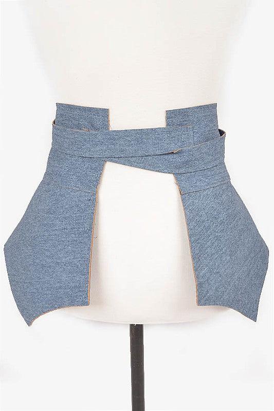 Denim Skirt Wrap Around Tie Belt - Modestly Vogue 