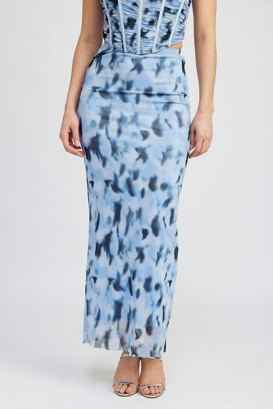 PRINTED MESH MAXI SKIRT - Modestly Vogue 