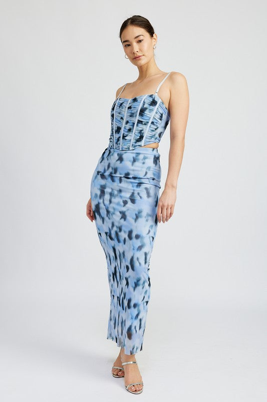 PRINTED MESH MAXI SKIRT - Modestly Vogue 