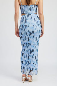 PRINTED MESH MAXI SKIRT - Modestly Vogue 