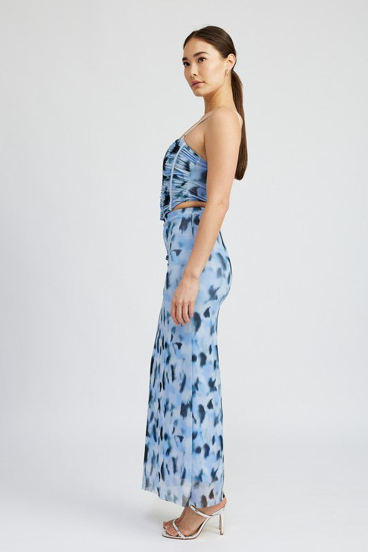 PRINTED MESH MAXI SKIRT - Modestly Vogue 