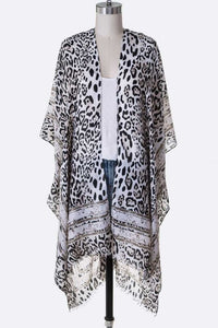 Cheetah Printed Raw Edge Kimono – Bold & Stylish Animal Print Cover-Up - Modestly Vogue 