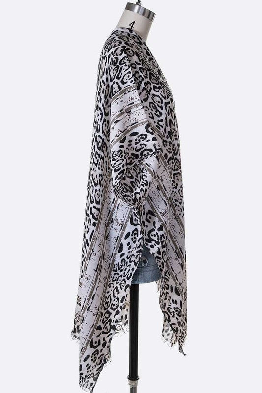 Cheetah Printed Raw Edge Kimono – Bold & Stylish Animal Print Cover-Up - Modestly Vogue 