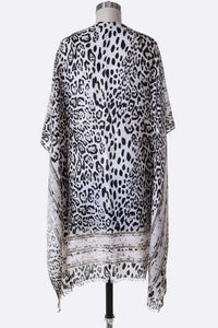 Cheetah Printed Raw Edge Kimono – Bold & Stylish Animal Print Cover-Up - Modestly Vogue 