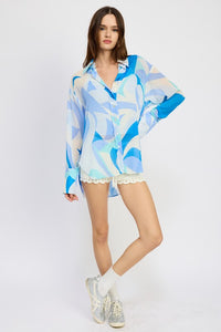 PRINTED OVERSIZED SHIRT - Modestly Vogue 