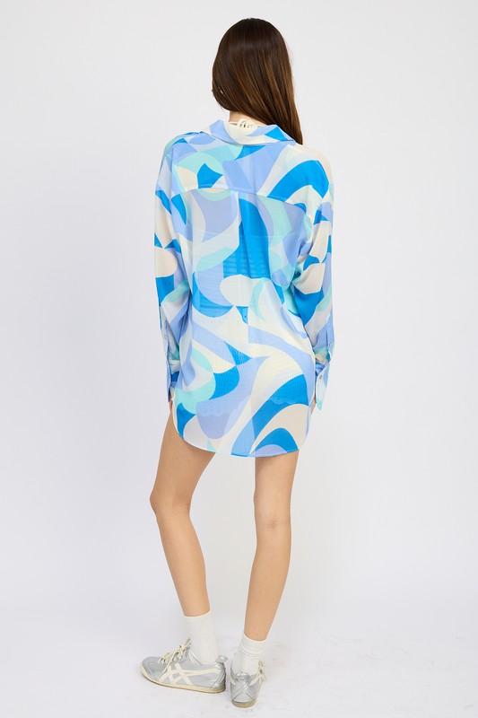 PRINTED OVERSIZED SHIRT - Modestly Vogue 