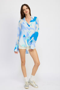 PRINTED OVERSIZED SHIRT - Modestly Vogue 