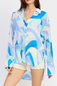 PRINTED OVERSIZED SHIRT - Modestly Vogue 