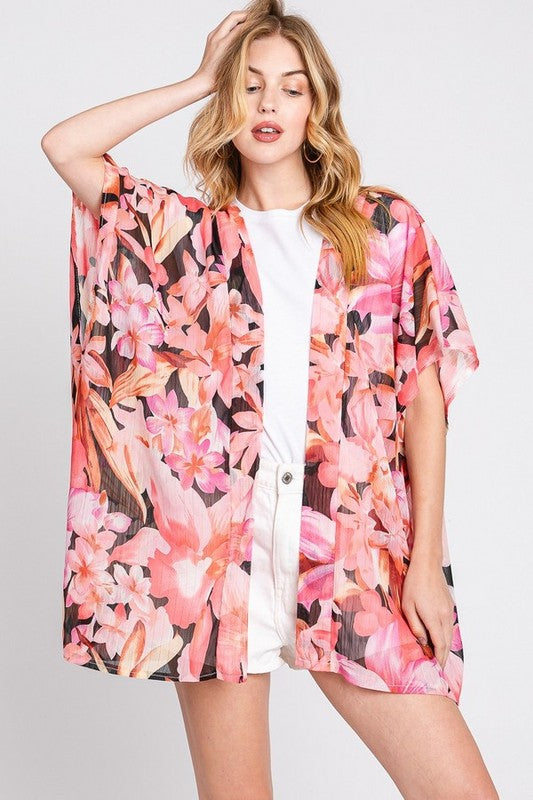 Floral Lightweight Kimono Cover-Up – Breezy & Stylish Layering Piece - Modestly Vogue 