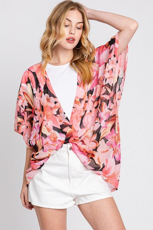 Floral Lightweight Kimono Cover-Up – Breezy & Stylish Layering Piece - Modestly Vogue 