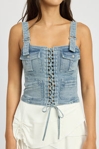 Denim CARGO DENIM CORSET - Modestly Vogue 