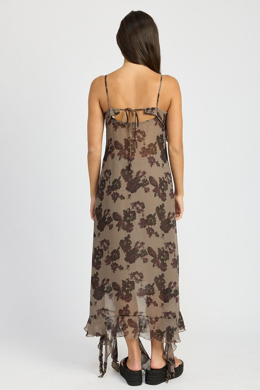 FLORAL RUFFLE MAXI DRESS - Modestly Vogue 