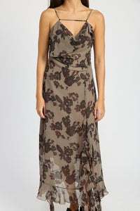 FLORAL RUFFLE MAXI DRESS - Modestly Vogue 