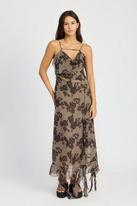 FLORAL RUFFLE MAXI DRESS - Modestly Vogue 