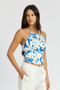 LACE UP BACK HALTER NECK TOP - Modestly Vogue 