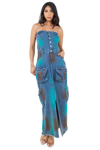 Denim Dresses | Curvy Fit | LONG JEAN MAXI DRESS - Modestly Vogue 