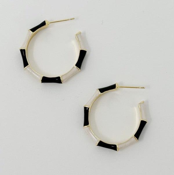 Stunning Earrings for Women – Elegant & Luxury Earrings Collection | Modestly Vogue Small Color Block Baboo Hoop Earrings - Modestly Vogue 