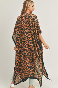 Stylish Cardigans & Kimonos for Women – Trendy & Versatile Outerwear for Any Occasion | Modestly Vogue Leopard Print Front Open Long Kimono - Modestly Vogue 