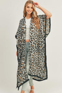 Stylish Cardigans & Kimonos for Women – Trendy & Versatile Outerwear for Any Occasion | Modestly Vogue Leopard Print Front Open Long Kimono - Modestly Vogue 