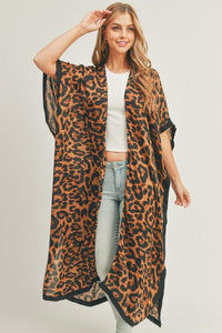 Stylish Cardigans & Kimonos for Women – Trendy & Versatile Outerwear for Any Occasion | Modestly Vogue Leopard Print Front Open Long Kimono - Modestly Vogue 