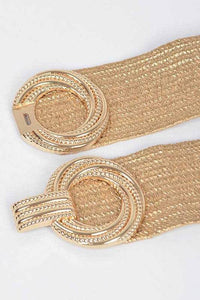 Stylish Belts for Women – Trendy, Chic & Fashionable Belts Collection | Modestly Vogue Metallic Faux Straw Elastic Belt - Modestly Vogue 