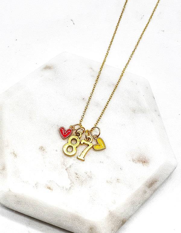 Gold 87 Kelce Kansas City Charm Necklace Chiefs - Modestly Vogue 