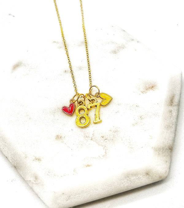 Gold 87 Kelce Kansas City Charm Necklace Chiefs - Modestly Vogue 