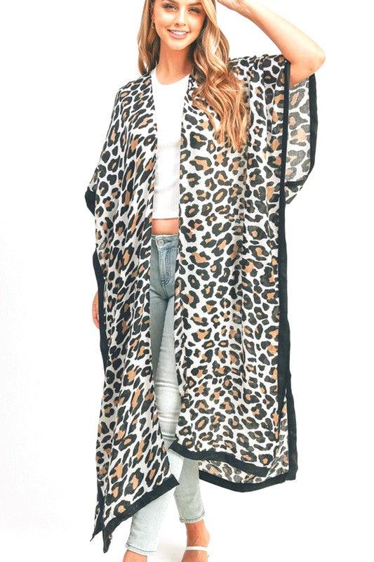 Stylish Cardigans & Kimonos for Women – Trendy & Versatile Outerwear for Any Occasion | Modestly Vogue Leopard Printed Extra Long Kimono Duster Cardigan - Modestly Vogue 