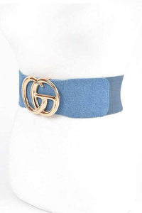 Denim CG Buckle Elastic Belt - Modestly Vogue 