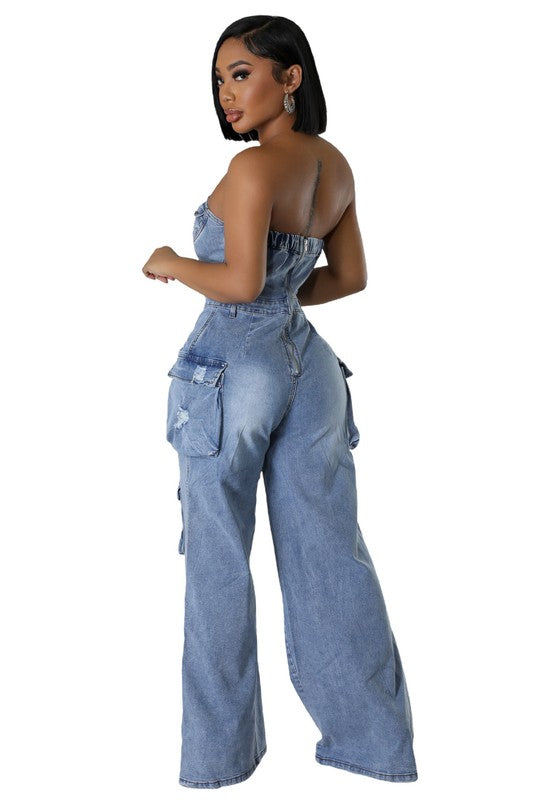 WOMEN FASHION DENIM JUMPSUIT - Modestly Vogue 