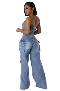 WOMEN FASHION DENIM JUMPSUIT - Modestly Vogue 