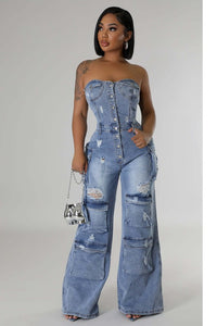 WOMEN FASHION DENIM JUMPSUIT - Modestly Vogue 